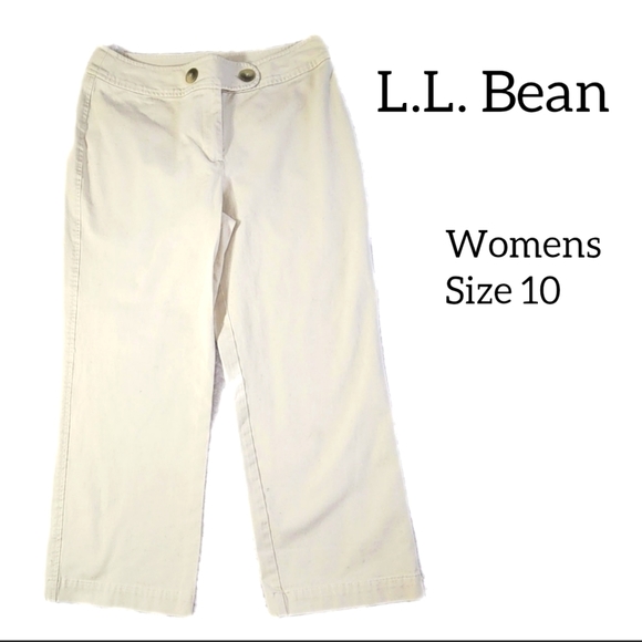 L.L.BEAN WOMENS CROPPED ANKLE PANTS BEIGE COLOR SIZE 10 - Picture 1 of 11